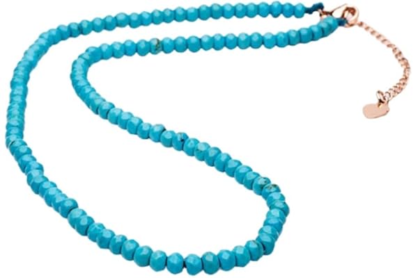 TreasureBay Collier de Perles de Pierres Précieuses Fait à la Main pour Femmes et filles - Collier D'empilage de Perles ras du Cou (turquoise à facettes)