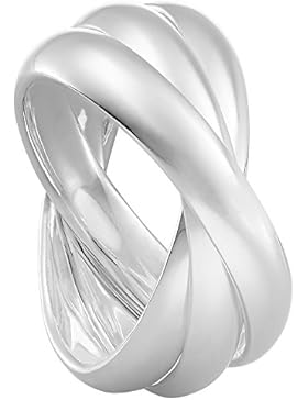Vinani 3er Ring Wickelring massiv glänzend 3 Ringe beweglich Sterling Silber 925 Dreierring 2R3A