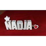 Beton, Steinguss Buchstaben 3 D Deko Schriftzug Namen NADJA als Geschenk verpackt! Ein ausgefallenes Geschenk zur Geburt, Taufe, Geburtstag oder auch zu anderen Anlässen.