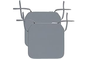 Proheeder Removeable Seat Pads - Water Resistant & Washable Seat Pad for Restaurant, Cafe & Kitchen Dining Chairs, Anti Slip Garden Chair Cushions with Foam Tie on Straps | (40x40cm, 2xDark Grey)