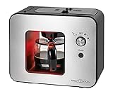 ✅ Das Gerät hat eine beleuchtete Brühfläche in zwei Farben: Blau für die Kaffeevorbereitung und das Mahlen, rot für das Kaffeebrühen.