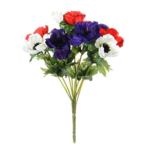 DFSRED, WHITE AND PURPLE ARTIFICIAL SILK ANEMONE SPRAYS ARTIFICIAL