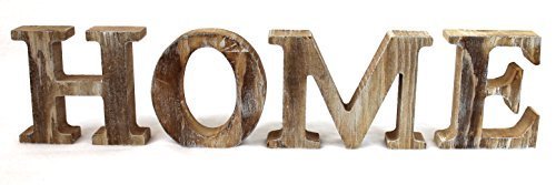 4 Holz Buchstaben HOME Höhe 8cm Tiefe 2cm 3 D Dekoration (Natur)