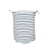 GreenForest Vintage Jute Linen Burlap Round Hanging Storage Basket-Blue Strips