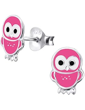 Laimons Kids Kinder-Ohrstecker Kinderschmuck Eule Pink Sterling Silber 925