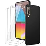 LYZXMY Hülle für HTC Desire 22 Pro (6.6") Schwarz Handyhülle + 3 Stück Gehärtetes Glas Schutzfolie, Case Weich Silikon TPU Sc