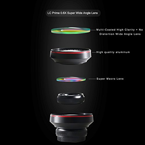 Clip-on-Phone-Lens-2-in-1-06x-Super-Ultra-Wide-Angle-Lens-125x-Macro-Lens-HD-For-Cell-Phone-Apple-iPhone-Android-Phone-iPad-Samsung-HTC-Nokia-Sony-Smartphones-Aluminum-Alloy-Optical-Glass-black-by-LC-