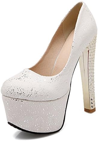 DIMAOL Women's Shoes PU Spring Summer Comfort Novelty Heels High Heel Pointed Toe Round Toe For Wedding Party &amp; Evening Pink Yellow White,White,US3.5/EU33/UK1.5/CN32
