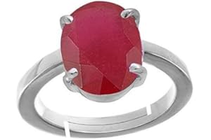 LMDPRAJAPATIS Original Red Ruby Certfied Gemstone 5.55 Carat { Ratti 6.25 } birthstone 925 Sterling Silver Ring for Men Or Women's, Silver, ruby