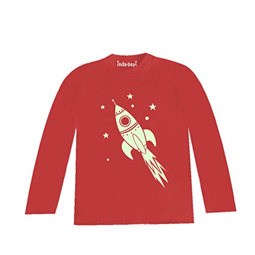 Inda-Bayi Baby-Toddler-Kids Cotton Long Sleeve T Shirt - glow in the dark rocket