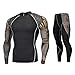 Produktbild Fannyfuny Herren Hochwertige Sport Top + Yoga Leggings Set Männer Outdoor Sport Fahrradhose Set Quick-Dry Sport Set Blumendruck Trainingsanzug Bewegung Hose Lange Ärmel Oberteil Slim fit Tights