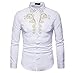 Produktbild Luckycat Herren Herbst Winter Luxus Casual Gold Stickerei Langarm Shirt Top Bluse Mode 2018