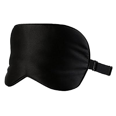 Ucirclo Masque de Voyage, Masque des Yeux Léger 100% Pure Soie Masque de Nuit Anti Lumière Lanière Réglable pour Sommeil/ Voyage/ Dormir/ Repos (noir)