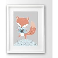 Kinderbild ungerahmt, kleiner Fuchs mit Kamera A4