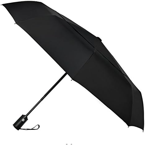 [Windproof Travel Umbrella] Double Canopy Construction, Automatic Open Close for One Handed Operation, Compact Lightweight Umbrella for Rain Snow (23, Black)