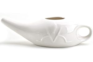 FIKUJAP WHCQ Keramik-Neti-Topf Und Himalaya-Neti-Salz, Für Nasenspülung, Entgiftung, Reiniger, Sinusentlastung, Bequemer Ausguss-Topf Für Sinus-Rhinitis-Allergie Orange