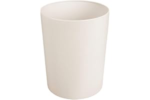 mDesign Papelera de oficina redonda – Papelera metálica compacta para baño, cocina u oficina con gran capacidad para residuos – Cubo de basura redondo de metal – crema