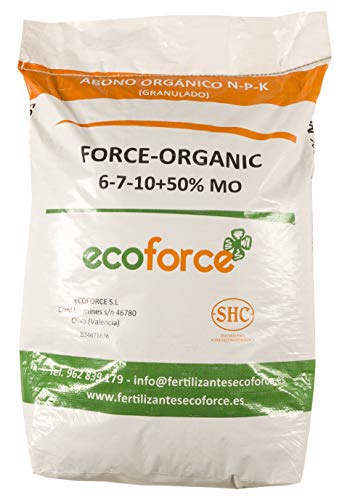 CULTIVERS Force Organic de 25 kg. Abono granulado para plantas ecológico con NPK (6-7-10) + 50% Materia orgánica y micro elementos