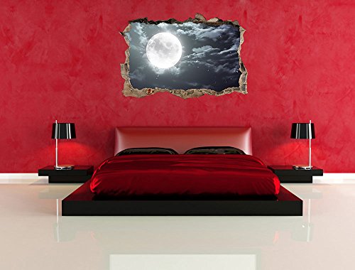 Pixxprint 3D_WD_2083_92x62 Vollmond am Wolkenhimmel Wanddurchbruch 3D Wandtattoo, Vinyl, bunt, 92 x 62 x 0,02 cm - 5