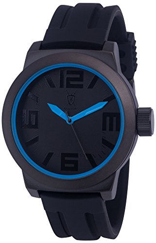 Knigswerk AQ202897G Herren Uhr, blaue Zeiger und Innenring, Armband aus schwarzem Silikon, Zifferblatt und Gehuse aus Quarz Knigswerk AQ202897G Herren Uhr, blaue Zeiger und Innenring, Armband aus schwarzem Silikon, Zifferblatt und Gehuse aus Quarz