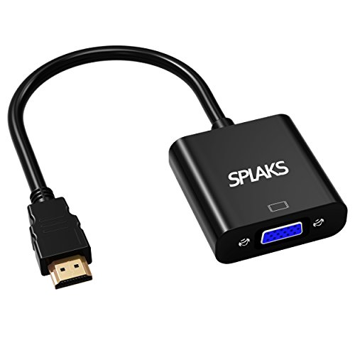 HDMI auf VGA, Splaks 1080P Vergoldete Aktiv HDMI zu VGA Adapter Konverter Kabel Stecker Cable mit Audio-Übertragung für PC Laptop , Chromebook, Raspberry Pi, Macbook, Apple TV - HDMI Male to VGA Female