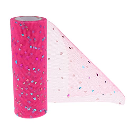 6 Zoll x 25yd Pailletten Tuellstoff Rolle Tuell Deko Tischband Hochzeit Dekoration Rosa