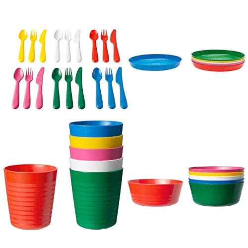 Ikea Set da tavola, modello Kalas, con posate, piatti, ciotole e bicchieri, 36 pezzi