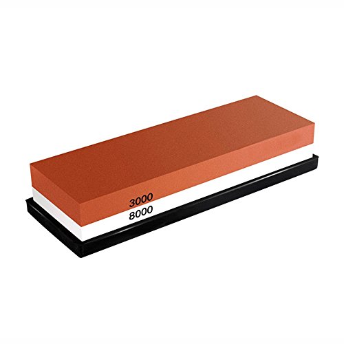 Pierre à Aiguiser, 3000/8000 Grit 2 en 1 Set de Aiguiseur Manuel avec Support en Caoutchouc, Professionnel Whetstones et Holder, Affûteur Universel pour Couteaux Ciseaux Rasoir Faucille
