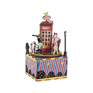 WorldCare Wooden Hand Crank Music Box DIY Set Telephone Booth Design Christmas Birthday Musical Gift Festival Presents for Friends Lovers-CS-A-328796