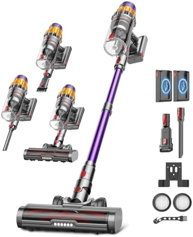 DyMona Aspirapolvere Senza Fili, 150min/58kPa/650W/2,0L Scopa Elettrica Senza Fili, Schermo LED, Autoportante, Spazzola anti-intasamento, Per peli di animali, Tappeti, Pavimenti duri