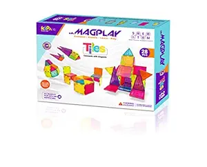Braintastic 28 Pieces Magnetic Tiles, Set, Constructing and Creative Learning Educational STEM Toy with Smart Outdoor BagPack for Game for Boys Girls