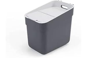 CURVER - Cubo de basura y reciclaje Ready To Collect 20L, Con soporte para pared o puerta, Ideal para Cocina o cuarto de baño, 100% reciclado, Color gris