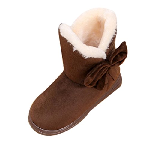 Preisvergleich Produktbild Damenschuhe,DOLDOA Damen Winter Warme Bowknot Schuhe Kurzschaft Schneestiefel Flache Stiefel (EU: 39-40, Braun)