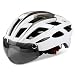 Produktbild Kinglead Fahrradhelm mit Abnehmbarer magnetischer Visier Schild Brille Integral Adult Fahrradhelm (Weißes Titan)