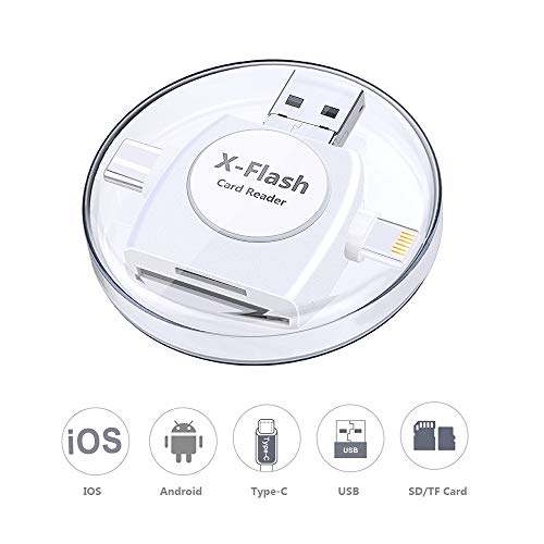 Sonoka Lector Tarjetas de Memoria SD/Micro SD 4 en 1 Adaptador Tarjetas USB 3.0/ Lightning/Micro USB/Tipo C Conector, Lector de Tarjetas para Apple iPhone, iPad, MacBook y Phone Andriod