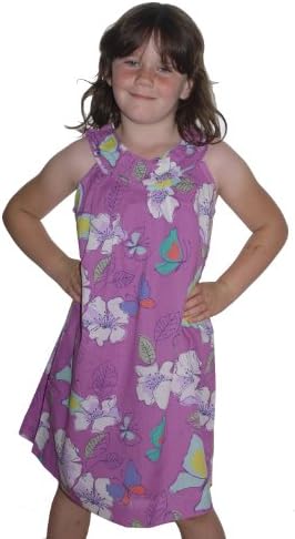 Girls Ruffle Neck Butterfly Print Summer Dress