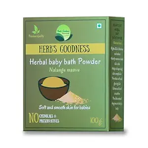 Herb?s Goodness Organic Herbal Baby Bath Powder (100g) For Babies That Makes Skin Soft And Supple | Skin Whitening | Natural Full Body Cleansing Bath Powder