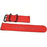 Rotes, 2-teiliges, 22 mm breites, ballistisches Uhrarmband, mitz PVD-Schnalle von DaLuca