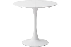 ‎JZGORC JZGORC Runder Esstisch, Moderner Lässiger Esstisch, Geeignet für 4–6 Personen, Rerfekt für Wohnzimmer, Esszimmer, Küche, Café - Weiß - 110cm