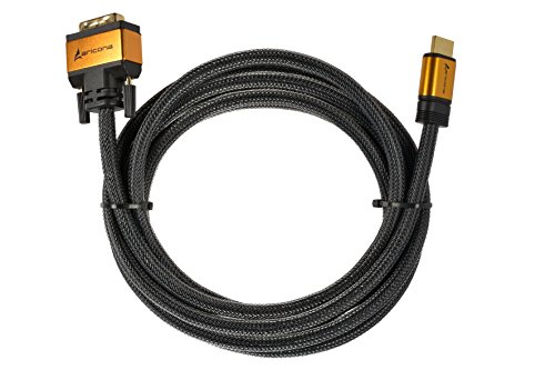 1 Meter High End & Highspeed HDMI zu DVI Kabel 19pol. mit vergoldeten Steckern und einem Nylon/Alu Geflecht und Aluminium-Gehäuse, blanken Kupferleitern und 24 Pins, by aricona - 2