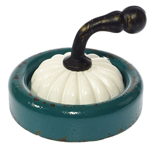 NORDAL · Keramik-Haken | Kleiderhaken | Mehrzweckhaken ‚ VINTAGE ‚ 8cm · weiß petrol - 3