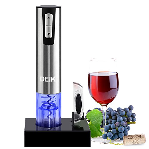 Deik Korkenzieher, Elektrischer Korkenzieher, Elektrische Flaschenöffner Korkenzieher, Elektrischer Flaschenöffner, Kapselschneider für Weinflaschen, Aufladungsbasis mit Geliefert, Silber