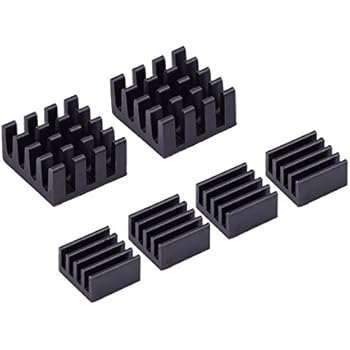 6 Piece Black Aluminum Heatsink Cooler Cooling Kit for Raspberry Pi 3,Pi 2,Pi Model B+