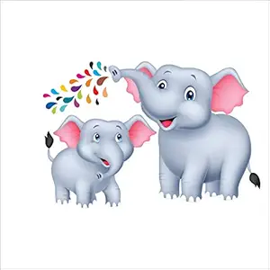 AH Decals Kids Wall Sticker Elephant 3D Wall Stickers PVC Vinyl Wall Art Decorative for Kids Room Play School- 66 cm X 50 cm or 26 X 20 Inches, Multicolour