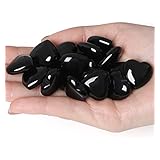 Xiannvxi 10 Pcs Black Obsidian Crystals Heart Natural Obsidian Crystals Black Gemstones Set Polished Love Palm Pocket Stones Reiki Crystal Beginners Gifts