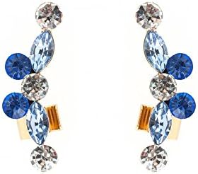 Johnny Loves Rosie Women Glass Ear Cuff Earrings Bria Blue Jewelled