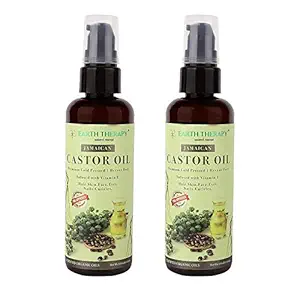 EARTH THERAPY Set of 2 x 100ml Jamaican Castor Oil For Fuller Eyebrows Thicker Eyelashes Organic Oil