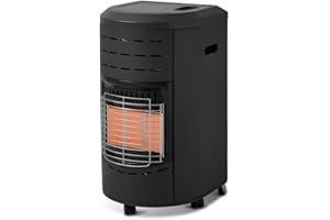 FAVEX - Chauffage d'appoint gaz Calgary - Intérieur - Brûleur céramique Infrarouge - 3 Puissances de Chauffe - Jusqu'à 40 m², Acier, Noir