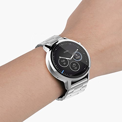 N.ORANIE 22mm Breite Uhrenarmband Edelstahl verstellbare Riemen mit Arc Metallschnalle für Moto 360 2nd Gen (Männer 46mm) Samsung Gear S3 Classic / Frontier, Kiesel Zeit / Zeit Stahl, LG G Watch / LG G Watch R / LG Watch Urbane, ASUS ZenWatch (3 Zeiger Style-Silber) - 6