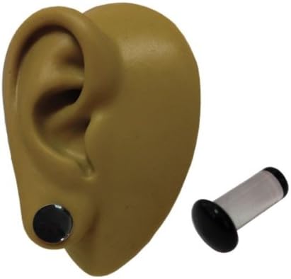 One - 6 mm - 2g - Black Colour Front Pyrex Glass Single Flare Ear Flesh Plug Stretcher Tunnel Earring